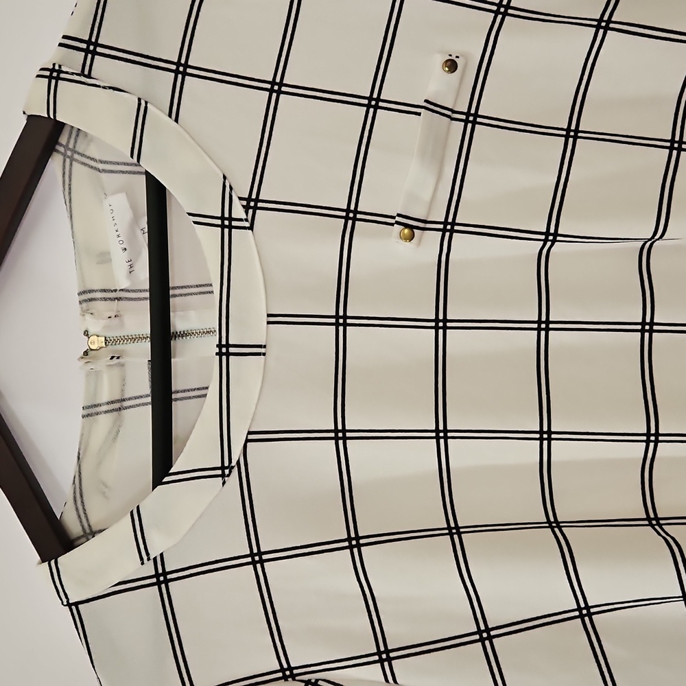 The Workshop Black White Windowpane Pattern Top Sz Med - Picture 2 of 11